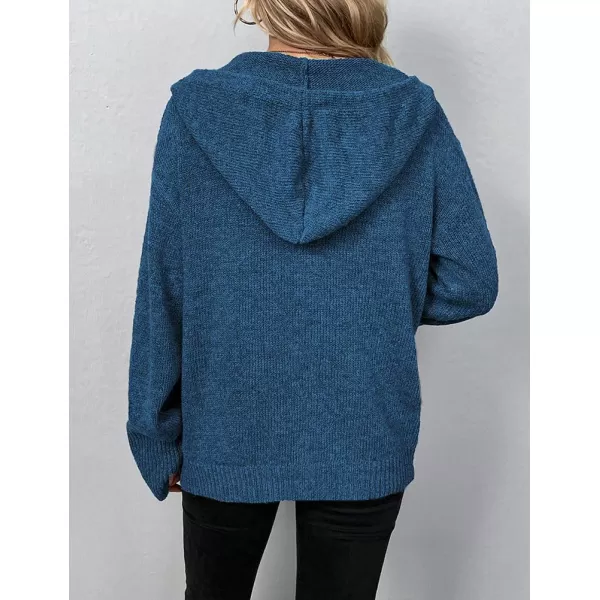 IDEALSANXUN Knit Sweater Cardigan for Women Button Up Long Sleeve Ribbed Bodysuit Hoodies Jacket CoatRoyal Blue