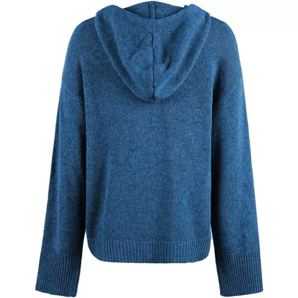 IDEALSANXUN Knit Sweater Cardigan for Women Button Up Long Sleeve Ribbed Bodysuit Hoodies Jacket CoatRoyal Blue