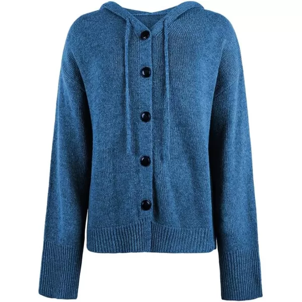 IDEALSANXUN Knit Sweater Cardigan for Women Button Up Long Sleeve Ribbed Bodysuit Hoodies Jacket CoatRoyal Blue