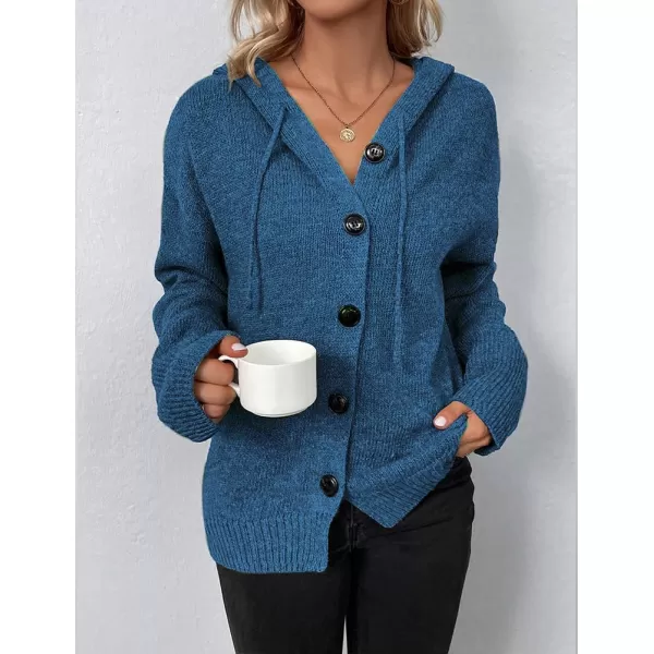 IDEALSANXUN Knit Sweater Cardigan for Women Button Up Long Sleeve Ribbed Bodysuit Hoodies Jacket CoatRoyal Blue