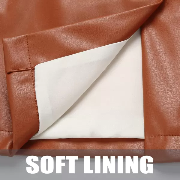 IDEALSANXUN Leather Skirts for Women Midi Length High Waisted Pencil Skirt with SlitBrown