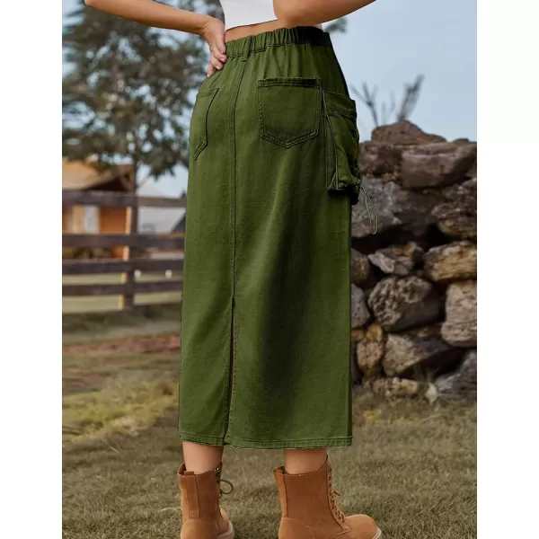 IDEALSANXUN Long Cargo Skirts for Women Trendy 2023 Parachute Slit Maxi Denim Jean Skirt Y2kArmy