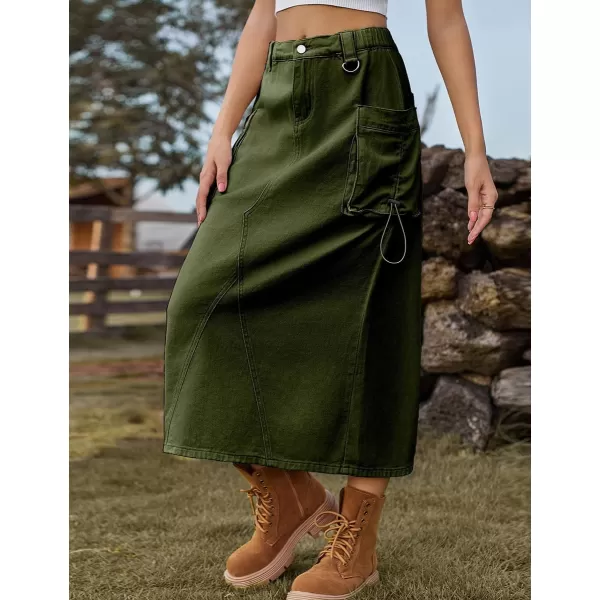 IDEALSANXUN Long Cargo Skirts for Women Trendy 2023 Parachute Slit Maxi Denim Jean Skirt Y2kArmy