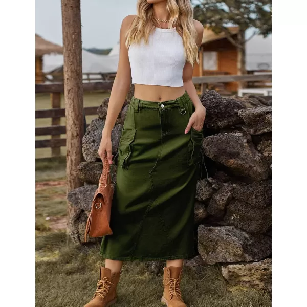 IDEALSANXUN Long Cargo Skirts for Women Trendy 2023 Parachute Slit Maxi Denim Jean Skirt Y2kArmy