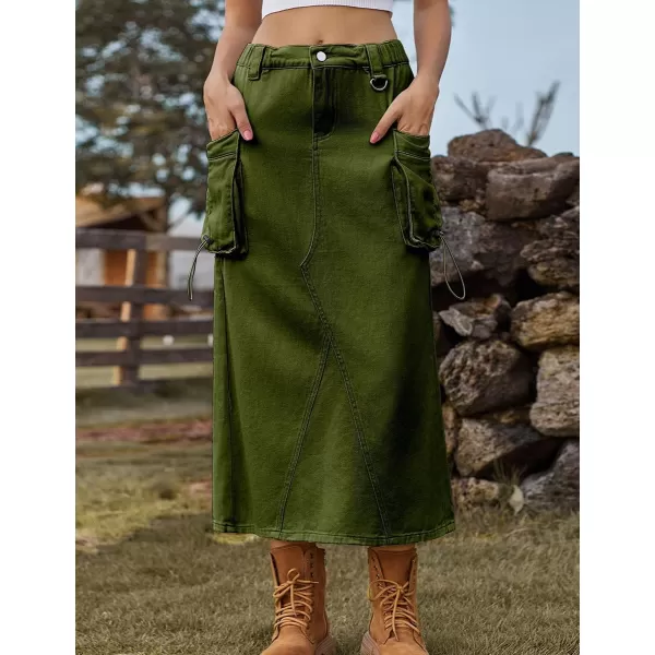 IDEALSANXUN Long Cargo Skirts for Women Trendy 2023 Parachute Slit Maxi Denim Jean Skirt Y2kArmy