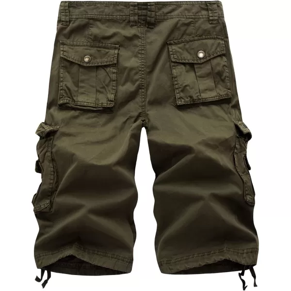 IDEALSANXUN Mens Casual Loose Fit MultiPockets Military Cargo ShortsArmy