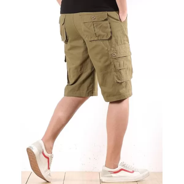 IDEALSANXUN Mens Casual Loose Fit MultiPockets Military Cargo ShortsArmy Yellow