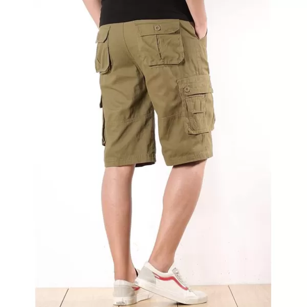 IDEALSANXUN Mens Casual Loose Fit MultiPockets Military Cargo ShortsArmy Yellow