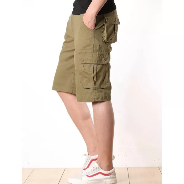 IDEALSANXUN Mens Casual Loose Fit MultiPockets Military Cargo ShortsArmy Yellow