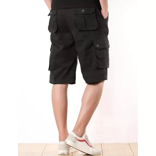 IDEALSANXUN Mens Casual Loose Fit MultiPockets Military Cargo ShortsB Black