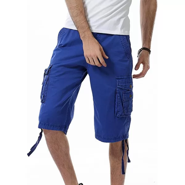 IDEALSANXUN Mens Casual Loose Fit MultiPockets Military Cargo ShortsBlue