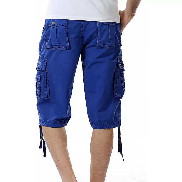 IDEALSANXUN Mens Casual Loose Fit MultiPockets Military Cargo ShortsBlue