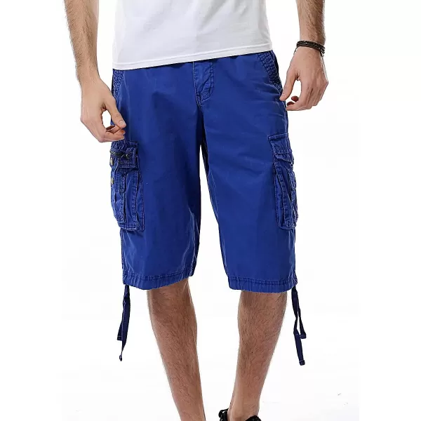 IDEALSANXUN Mens Casual Loose Fit MultiPockets Military Cargo ShortsBlue