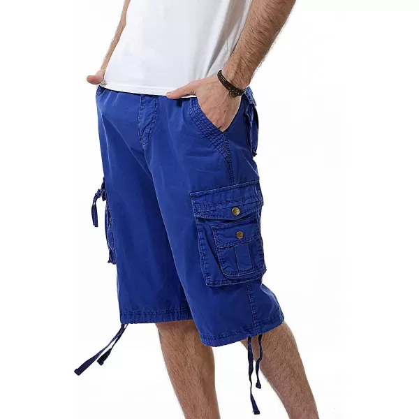 IDEALSANXUN Mens Casual Loose Fit MultiPockets Military Cargo ShortsBlue