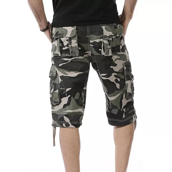IDEALSANXUN Mens Casual Loose Fit MultiPockets Military Cargo ShortsCamo Light Army