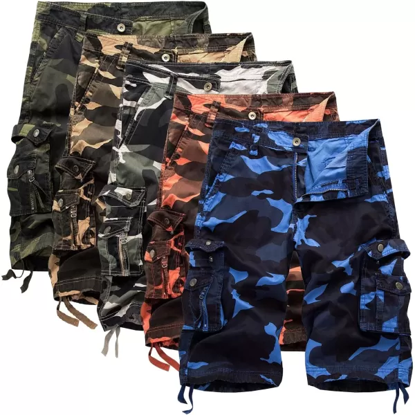 IDEALSANXUN Mens Casual Loose Fit MultiPockets Military Cargo ShortsCamo Light Army