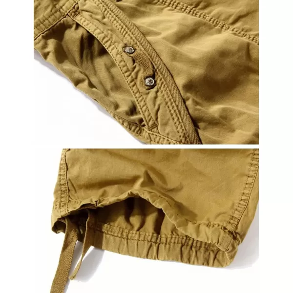 IDEALSANXUN Mens Casual Loose Fit MultiPockets Military Cargo ShortsCapri Khaki