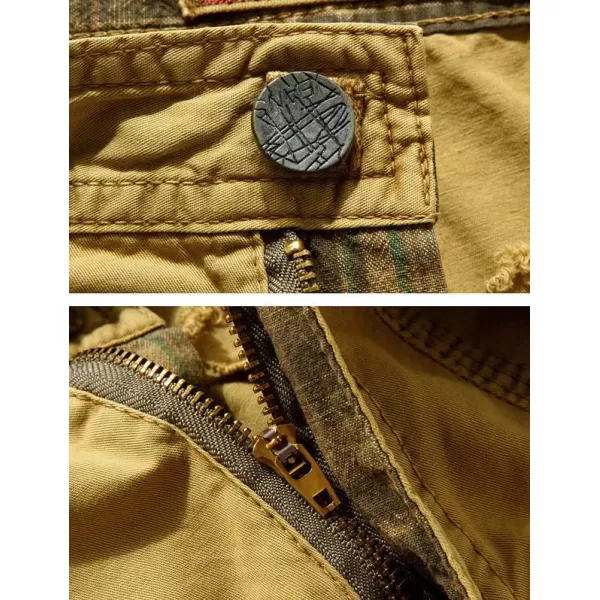 IDEALSANXUN Mens Casual Loose Fit MultiPockets Military Cargo ShortsCapri Khaki