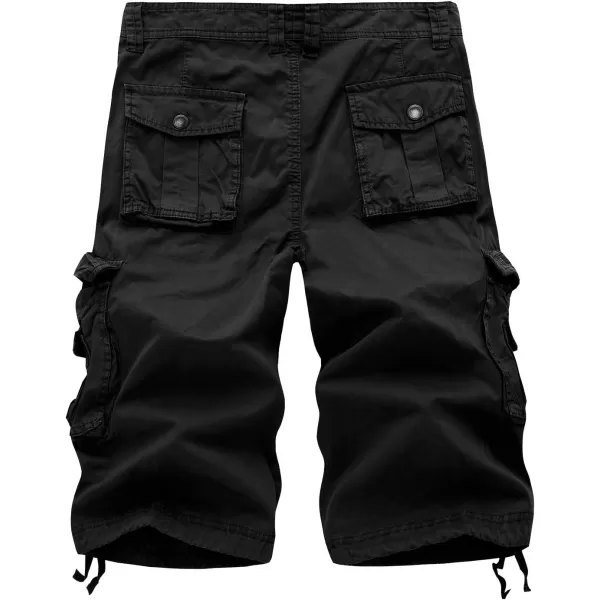 IDEALSANXUN Mens Casual Loose Fit MultiPockets Military Cargo ShortsCarbon Black