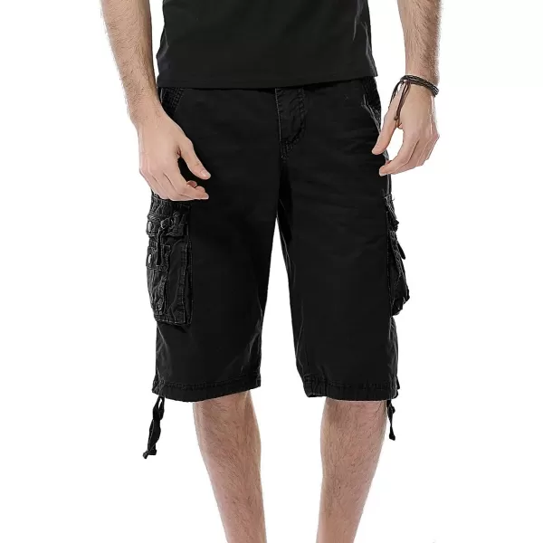 IDEALSANXUN Mens Casual Loose Fit MultiPockets Military Cargo ShortsCarbon Black