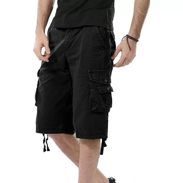 IDEALSANXUN Mens Casual Loose Fit MultiPockets Military Cargo ShortsCarbon Black