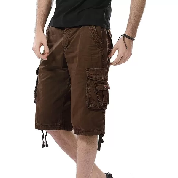 IDEALSANXUN Mens Casual Loose Fit MultiPockets Military Cargo ShortsCoffee
