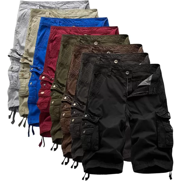 IDEALSANXUN Mens Casual Loose Fit MultiPockets Military Cargo ShortsCoffee