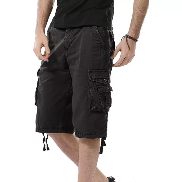 IDEALSANXUN Mens Casual Loose Fit MultiPockets Military Cargo ShortsDark Grey