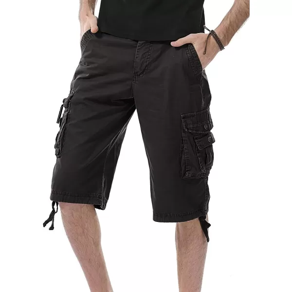 IDEALSANXUN Mens Casual Loose Fit MultiPockets Military Cargo ShortsDark Grey