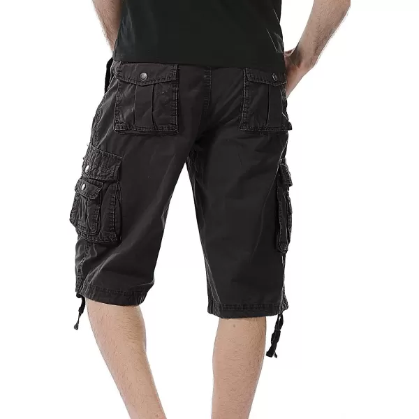 IDEALSANXUN Mens Casual Loose Fit MultiPockets Military Cargo ShortsDark Grey