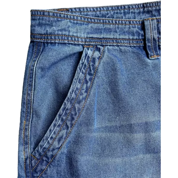 IDEALSANXUN Mens Casual Loose Fit MultiPockets Military Cargo ShortsDenim Blue