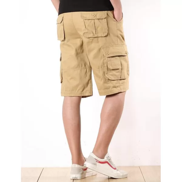 IDEALSANXUN Mens Casual Loose Fit MultiPockets Military Cargo ShortsKhaki