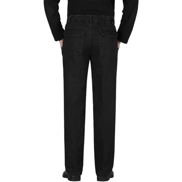 IDEALSANXUN Mens Elastic Waist Loose Fit Denim Pants Casual Solid Jeans TrouserBlackDenim