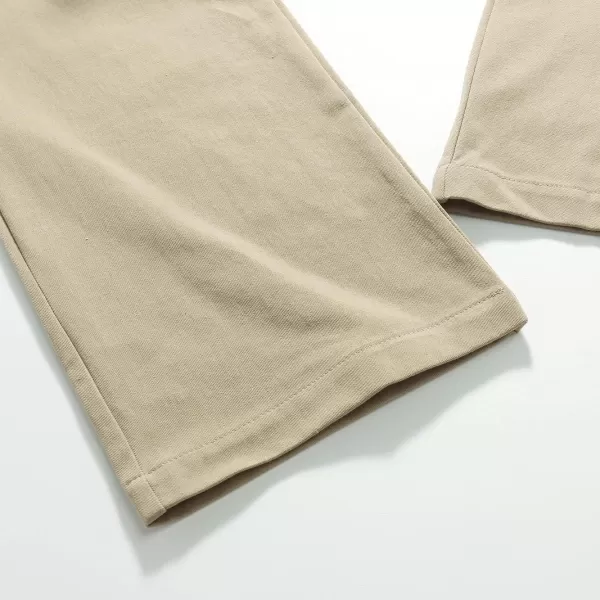 IDEALSANXUN Mens Elastic Waist Loose Fit Denim Pants Casual Solid Jeans TrouserKhakiTwill
