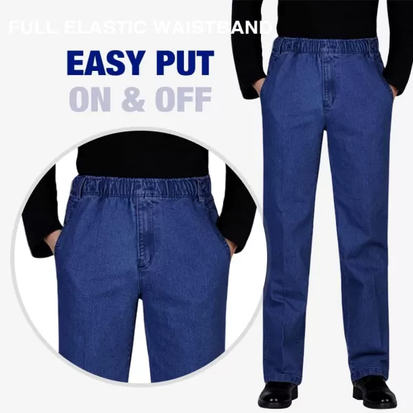 IDEALSANXUN Mens Elastic Waist Loose Fit Denim Pants Casual Solid Jeans TrouserLight BlueDenim