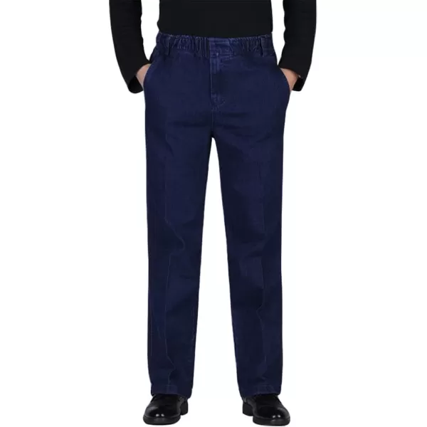 IDEALSANXUN Mens Elastic Waist Loose Fit Denim Pants Casual Solid Jeans TrouserRetro BlueDenim