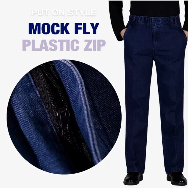 IDEALSANXUN Mens Elastic Waist Loose Fit Denim Pants Casual Solid Jeans TrouserRetro BlueDenim