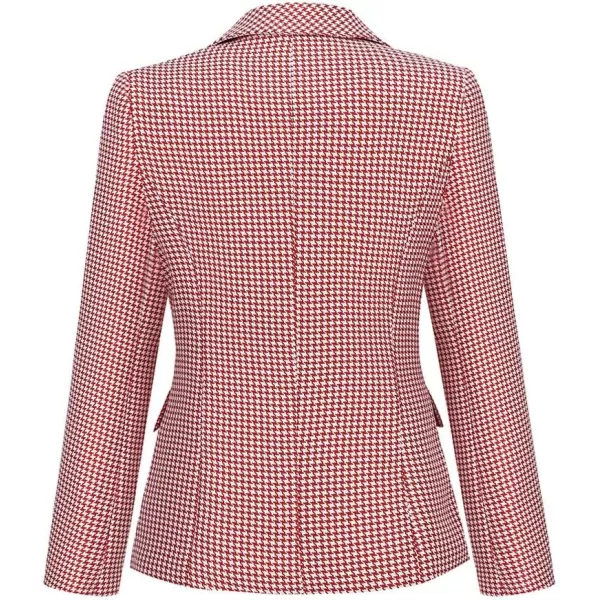 IDEALSANXUN Plaid Blazer Jacket for Women 2023 Notch Lapel Long Sleeve Slim Fit Fomal Suit Blazers JacketsRed