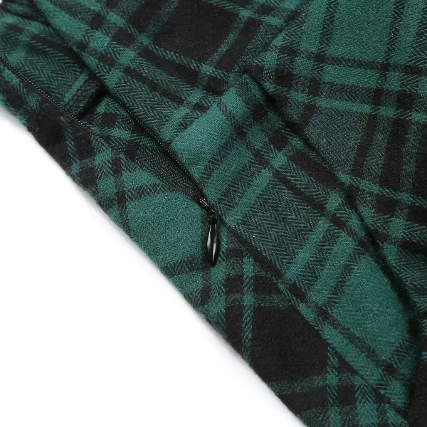 IDEALSANXUN Plaid Skirt for Womens High Waist Aline Pleated Midi SkirtsGreen 02