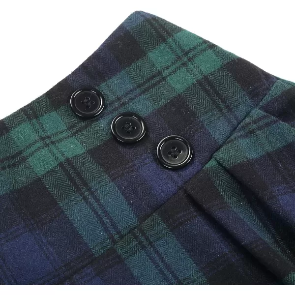 IDEALSANXUN Plaid Skirt for Womens High Waist Aline Pleated Midi SkirtsGreen