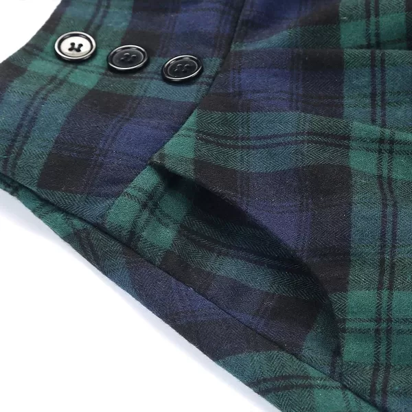 IDEALSANXUN Plaid Skirt for Womens High Waist Aline Pleated Midi SkirtsGreen