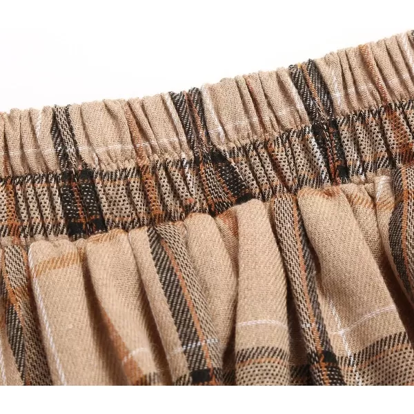 IDEALSANXUN Plaid Skirt for Womens High Waist Aline Pleated Midi SkirtsKhaki 01