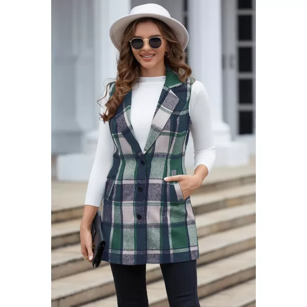 IDEALSANXUN Plaid Vest for Women Fall Winter Sleeveless Blazer JacketsGreen