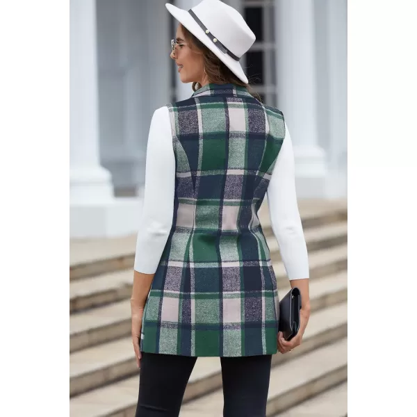 IDEALSANXUN Plaid Vest for Women Fall Winter Sleeveless Blazer JacketsGreen
