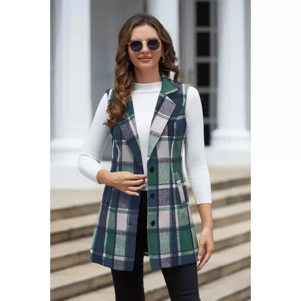 IDEALSANXUN Plaid Vest for Women Fall Winter Sleeveless Blazer JacketsGreen