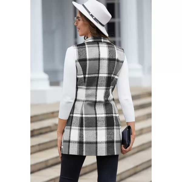 IDEALSANXUN Plaid Vest for Women Fall Winter Sleeveless Blazer JacketsGrey