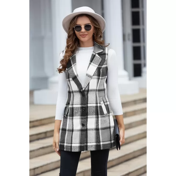 IDEALSANXUN Plaid Vest for Women Fall Winter Sleeveless Blazer JacketsGrey