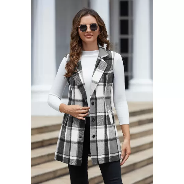 IDEALSANXUN Plaid Vest for Women Fall Winter Sleeveless Blazer JacketsGrey