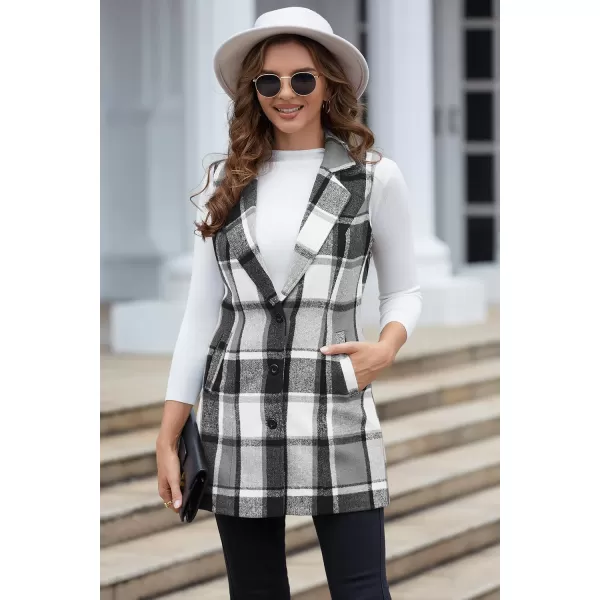 IDEALSANXUN Plaid Vest for Women Fall Winter Sleeveless Blazer JacketsGrey