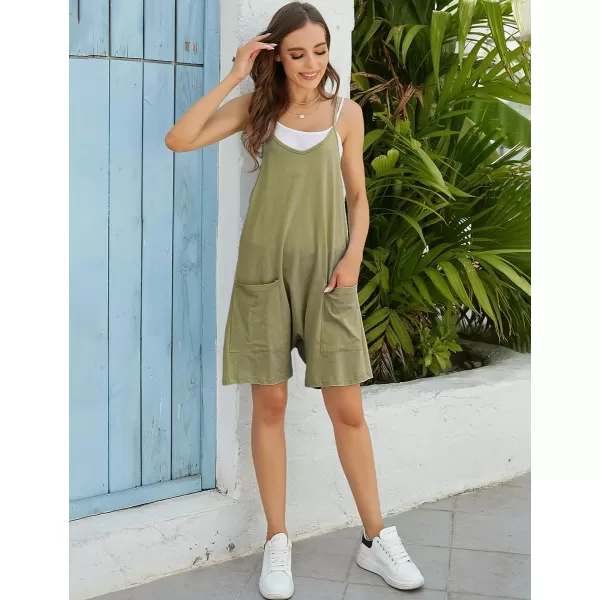 IDEALSANXUN Short Jumpsuits for Women Casual Spaghetti Strap Sleeveless Loose Fit Wide Leg Summer Shorts RomperArmy